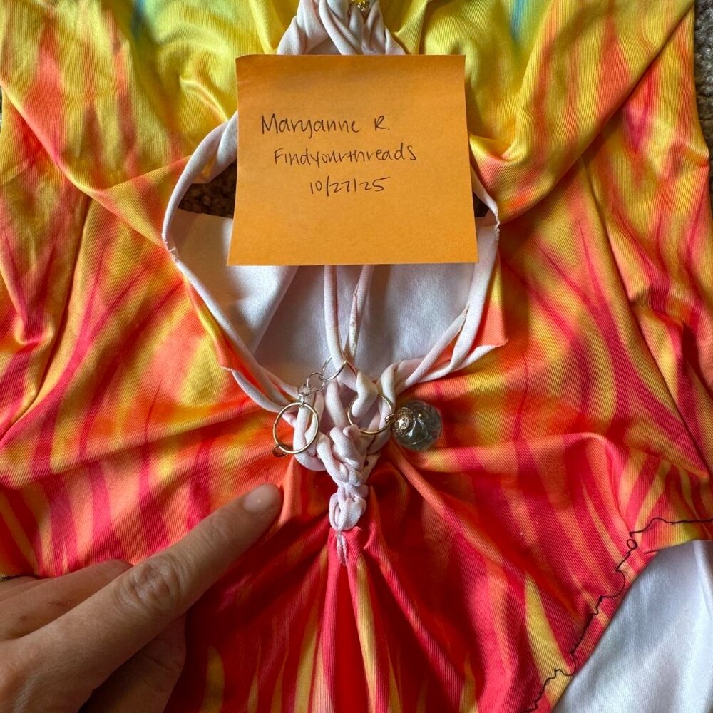 Handmade Tie Dye Slit Weave Bodysuit - Picture 7 of 7